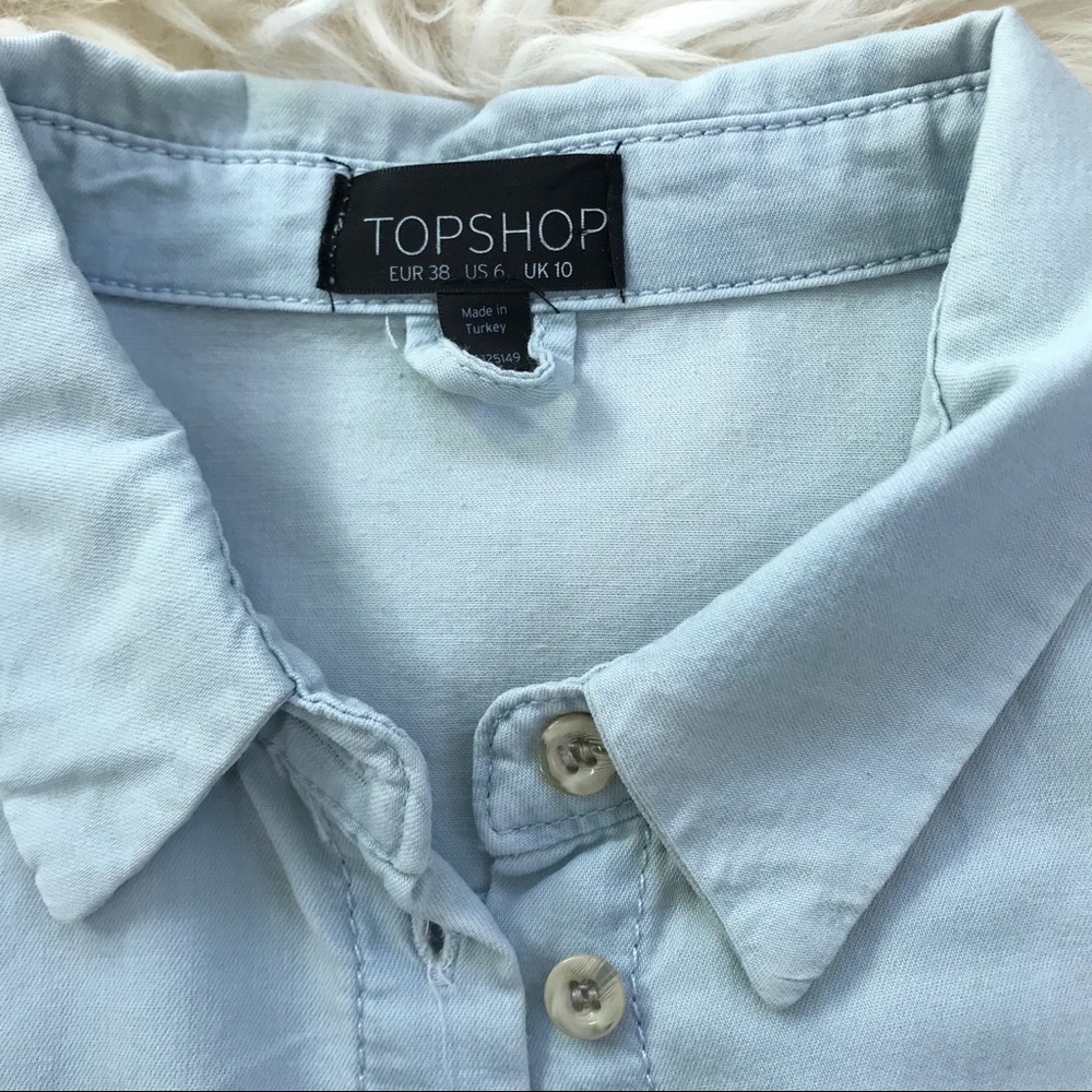 Topshop Cropped Button Up Shirt - Picture 3 of 4
